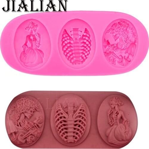 Halloween Skull Silicone Mold chocolate Fondant moulds baking DIY cake Decorating Tools handmade soap mold T0505