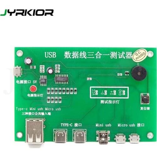Jyrkior 3 In 1 USB Cable Tester Data Cable Test Fixture For Type-C MINI USB Micro USB