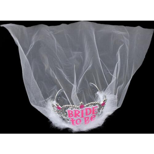 Decoration Bridal Shower Team Feather Crown With Veil Bride To Be for Hen Bachelorette Party Bridesmaid Gift wedding