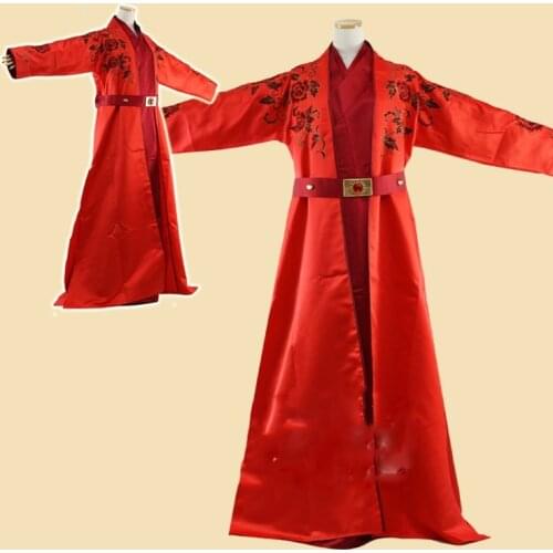 LingHu Cong Narrow Sleeve Groom Hanfu Traditional Chinese Wedding Costume for TV Play Xiao'Ao Jiang Hu Wedding Clothes