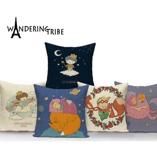 Cartoons Pillow Covers Decorative Unicorn Dragon Covers for Cushions Explorer and Fox Cushions Cover Nordic Style Pillowcases