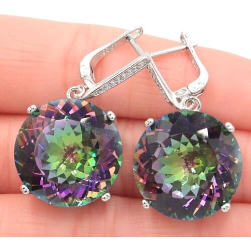 35x20mm Big European Design 20mm Created Mystic Topaz Green Tsavorite Garnet Paris Blue Topaz For Women Silver Earrings Dating