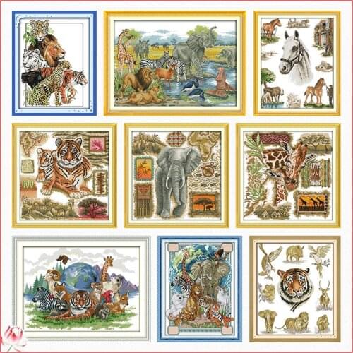 Animal World Series Cross Stitch Kit Tiger DIY Embroidery Set 14CT 11CT Needlework Sewing Kit Home Deco Craft Handmade Gift
