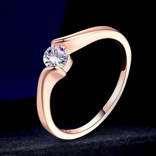 Engagement Rings For Women Cubic Zirconia Crystal Rose Gold Color Womens Finger Ring Wedding Jewelry With Stone Jewellry R198