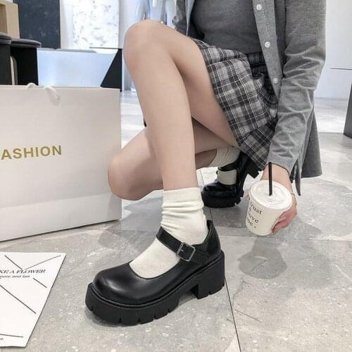 Japanese Uniform Shoes Increased Thick-soled Students Mary Jane High-heeled Retro Single Shoes British Style Small Leather Shoes