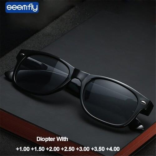 Seemfly Polarized UV400 Lenses Reading Glasses Men Driving Travel Classic Retro Presbyopic Sunglasses Shade Goggles Diopter +1.0