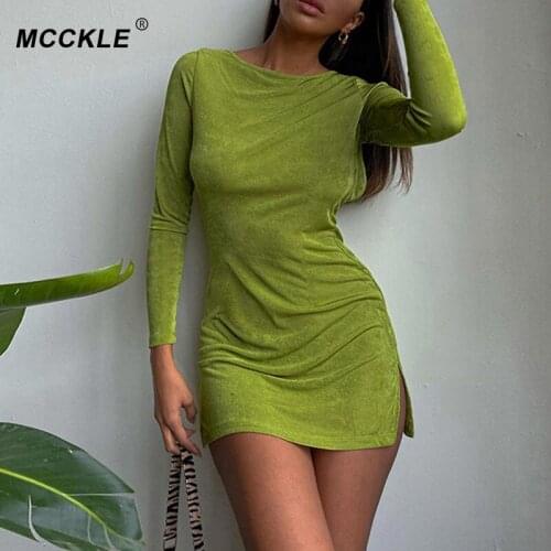 Solid Backless Womens Mini Dresses New Lace Up Long Sleeve Skinny Dress Female 2021 Autumn Ladies Sexy Club Party Vestidos