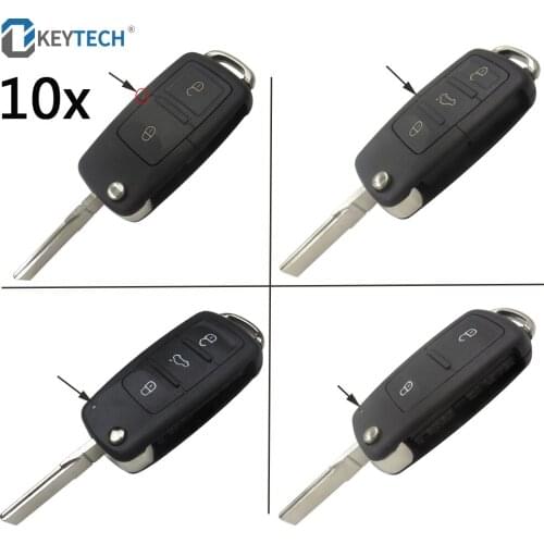OkeyTech 10PCS/LOT Car Key for VOLKSWAGEN Polo Passat B5 Tiguan Golf Seat Skoda 3 Buttons Folding Car Key Switchblade Key Shell