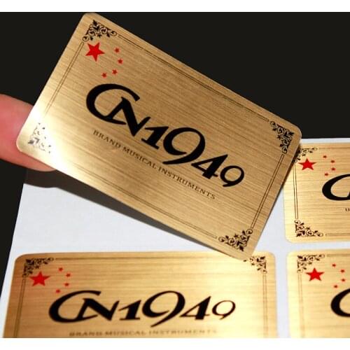 PET with gold wire drawing customized logo printing sticker label