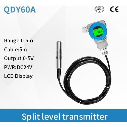 QDY60A LED/LCD Display 0-5V output IP68 Submersible Water Level Sensor Input Liquid Level Transmitter With 5m Cable