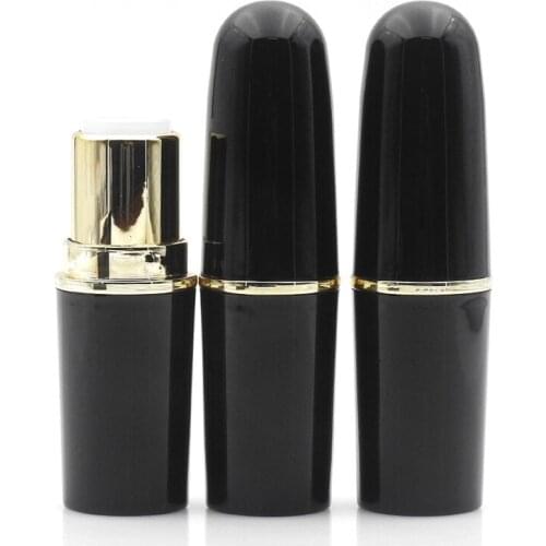 Empty Bullet Lipstick Tube Bright Black Color Round Shape Lip Gloss Case DIY Lip Balm Cosmetic Containers Makeup Tool 20pcs/lot
