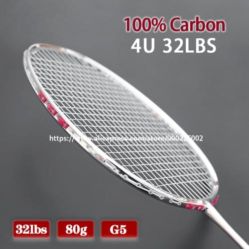 Offensive Type Carbon Fiber Badminton Rackets Strung Ultralight 4U 82g Professional 22-32LBS Training Racquet With Bags Adult