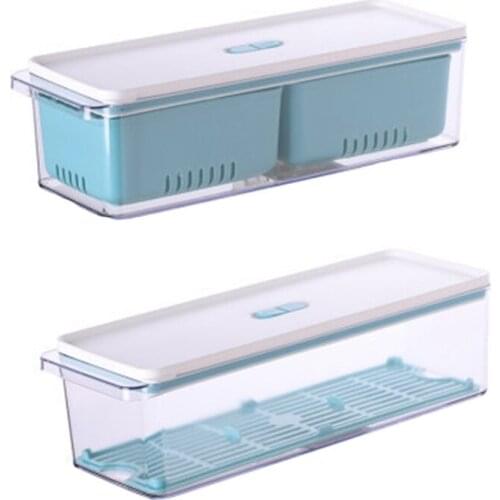 Stackable Produce Saver, Organizer Bins with Removable Drain Tray for Refrigerators, Cabinets and Pantry