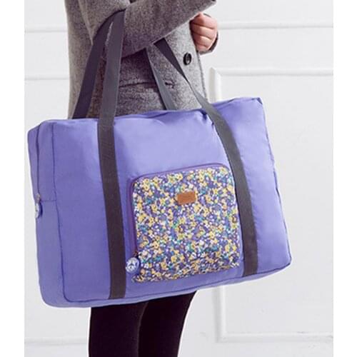 Foldable Floral Print Travel Duffel Bag 600D Oxford Cloth Scratch-proof Overnight Bags Strong Bearing Capacity Waterproof Sack