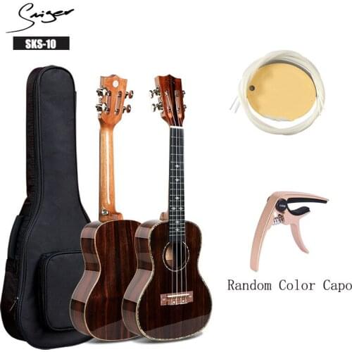 Smiger 21"Soprano Ukulele SKS-10 Hawaii AA EBONY Ukulele Guitar With Ukulele Capo String Bag For Beginner Profession