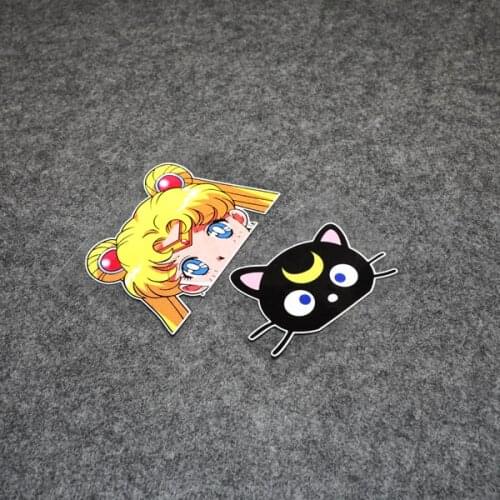 Car Styling Vinyl Creative Classic Cartoon Girl Rabbit Cat Motorcycle Sticker Decals