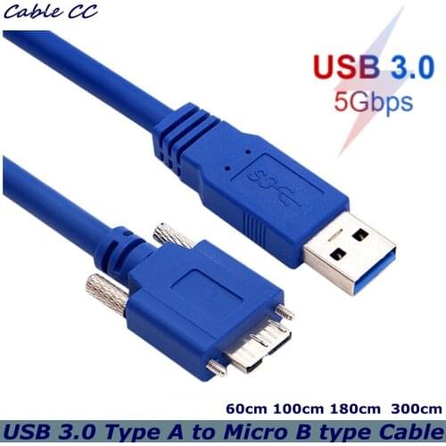 USB 3.0 Type A to Micro B type cable (with locking screw) high-speed data cable to connect the mobile hard disk for Samsung note