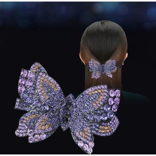 Super Fairy Full Diamond Butterfly Hairpin Simple Side Clip Bangs Clip Hair Card Headdress Duckbill Clip Hair Jewelry