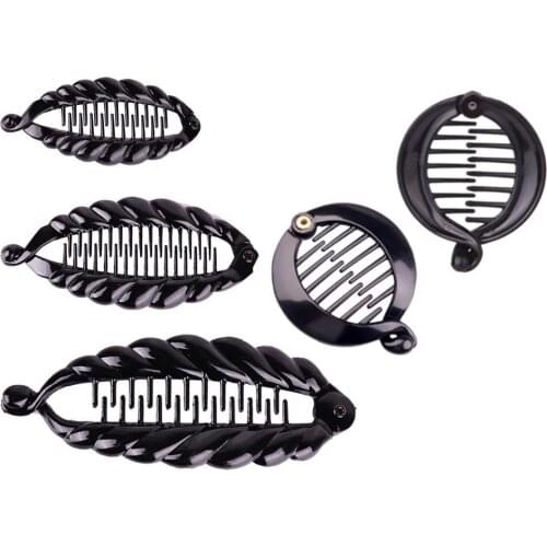 Hair Claws Clip Fish Shape Banana Barrettes Black With Stones Hairpins Hair Accessories For Women Hair Clip Clamp