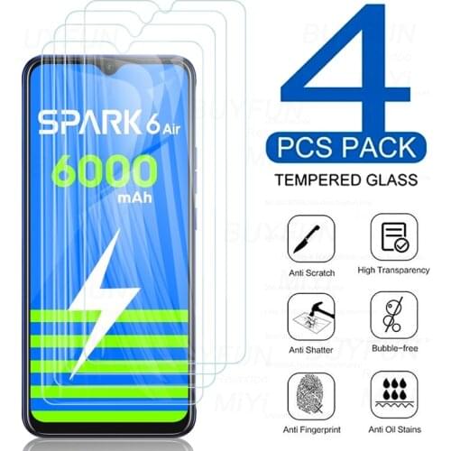 4pcs full cover tempered glass for tecno spark 6 go air protect glass spark 6go 6air 2020 9h premium screen protector film guard