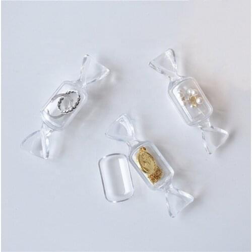 10pcs Transparent Cute Storage Boxes Earings Ring Small Jars Favors Mini Vials Wedding Gifts Candy Shape Jewelry Box