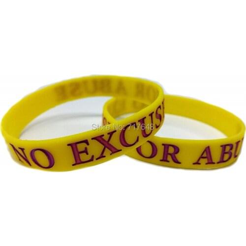 100pcs NO EXCUSE FOR ABUSE awareness wristband silicone bracelets free shipping by epacket A