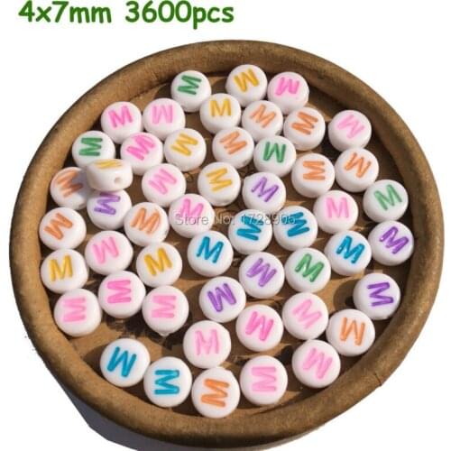 3600pcs 4*7mm Alphabet Letters Decorative DIY Accessories Flat Round Single Ltter M Beads For DIY Jewelry Making