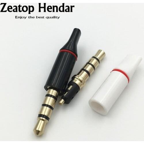 4Pcs 3.5mm 4 Pole Male Headset Jack 3.5 Audio Plug Adaptor for Flat wire Earphone DIY Soldering Connector