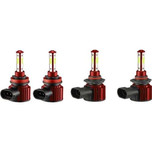 4-Sides 9005+H11 Combo 4Side Glow LED Headlight Fog Kits Bulb High Low Beam