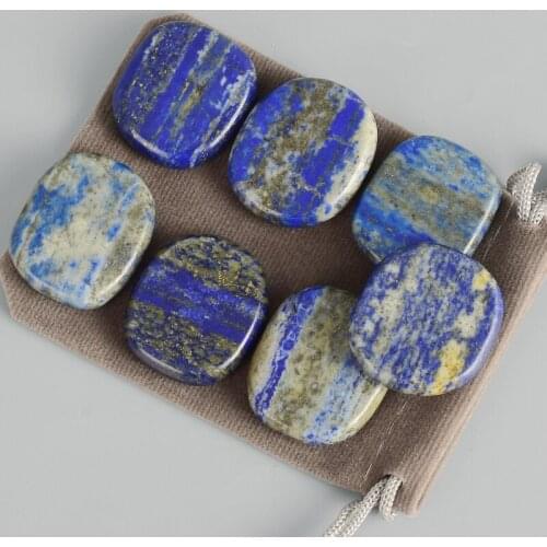 7 pcs/Set With Pouch Natural Lapis Lazuli SPA Massage Gemstone Crystal Healing Chakra Reiki Palm Stone Beauty Health Care Tool