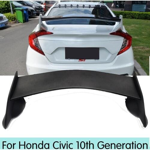 ABS Plastic Paint Painting Rear Trunk Spoiler Fit For Honda Civic Hatchback 10th Generation Sedan 4 Door 2016 2017