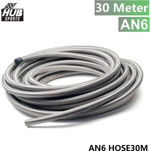 AN -6 AN6 Stainless Steel Braided RUBBER Fuel Oil Hose 30 Metre HU-AN6 HOSE30M