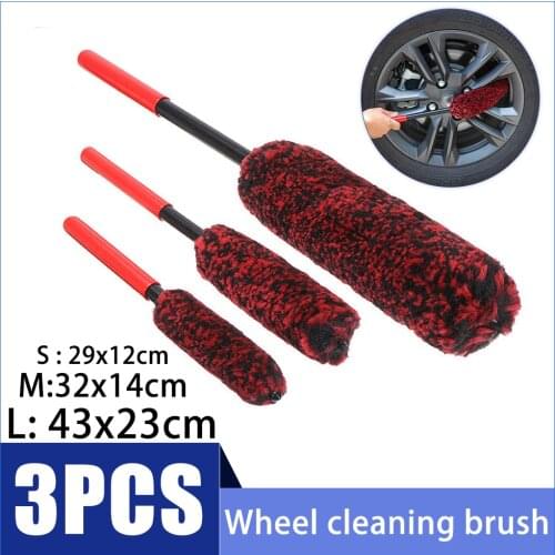 3Pcs/set Auto Car Wheel Hub Cleaning Brush Flexible Long Handle Premium Wool Car Cleaning Brush