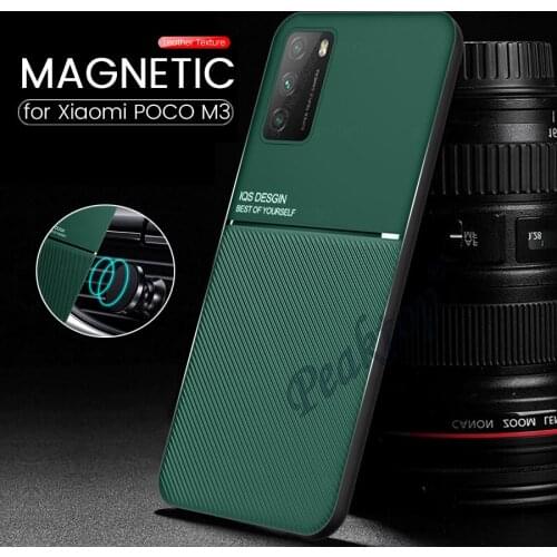 Car Magnetic Holder Matte Phone Case for Xiaomi POCOPHONE POCO M3 M 3 6.53'' TPU Soft Silicone Shockproof Coque Covers On POCOM3