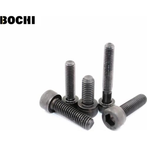 Free shipping 50pcs DIN912 12.9Degree M2 M2.5 Cable Steel Fully Threaded Black Hex Socket Cap Head Screw Bolt Fastener Set