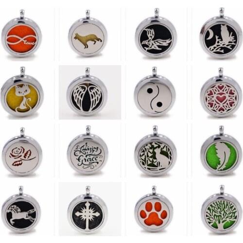 Perfume locket Key Chain fit key chain pet collar dog & paw tree of life diffuser locket Lobster clasp split Key ring With 5 pad