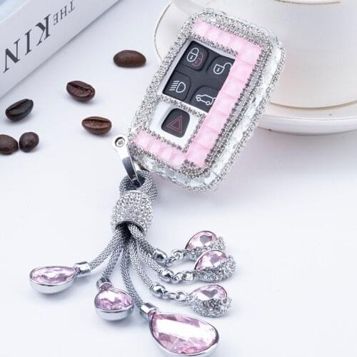 Diamond Car Key Cover Case For Land Rover A9 Evoque Freelander 2 Jaguar XE XJ XJL XF C-X16 V12 Guitar Range Rover Sport