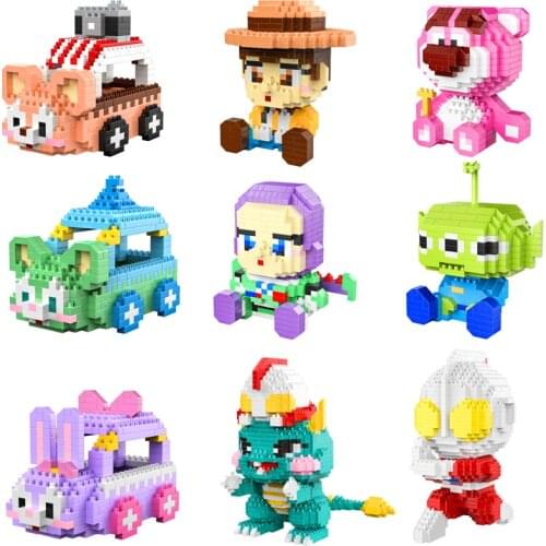 349pcs+ Cartoon Woody Alien Diamond Building Blocks Losto Duffy Cute Car Ultraman Mini Micro Bricks For Kid Birthday Gift