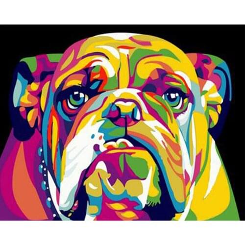 DIY Painting Frame Animals Colorful Dog Diy Painting By Numbers Kit Modern Wall Art Picture Acrylic Paint By Numbers For Gift