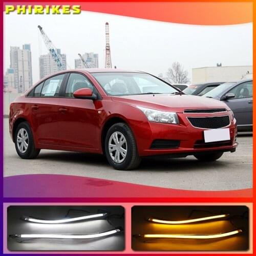 For Chevrolet Cruze 2010 - 2014 Car Styling LED Headlight Brow Eyebrow Daytime Running Light DRL With Yellow Turn signal Light