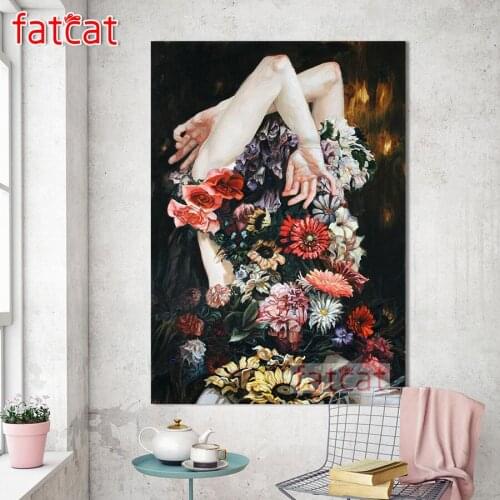 FATCAT Abstract woman flower 5D DIY Diamond Painting Full Diamond Embroidery Cross Stitch kit Mosaic needlework Art AE2848