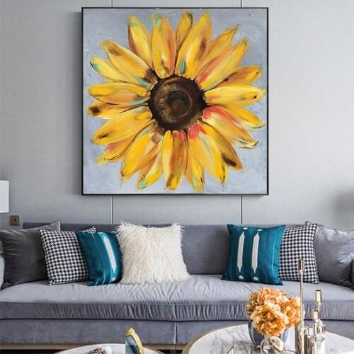 GoldLife Abstract Yellow Flower Canvas Oil Painting Living Room Wall Posters Quadro Wall Art Canvas Prints Home Decor