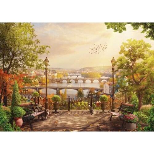 JMINE Div 5D Country River Bridge Garden tree Full Diamond Painting cross stitch kits art Scenic 3D paint by diamonds
