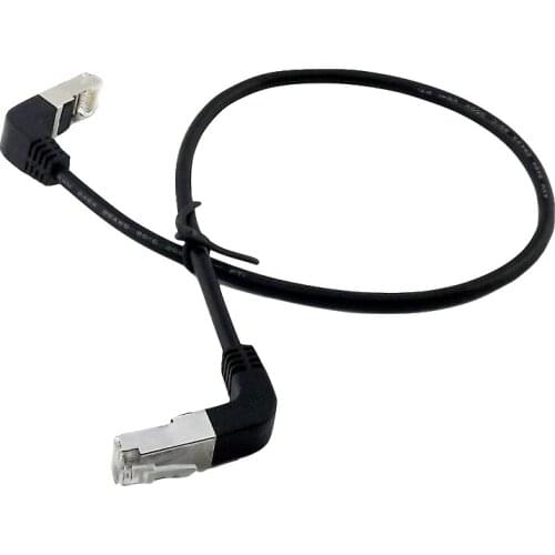 5x Ethernet LAN Network RJ45 Male to Male Plug 90 Degree UP Angled Male to Male Extension Connector Cable 50cm