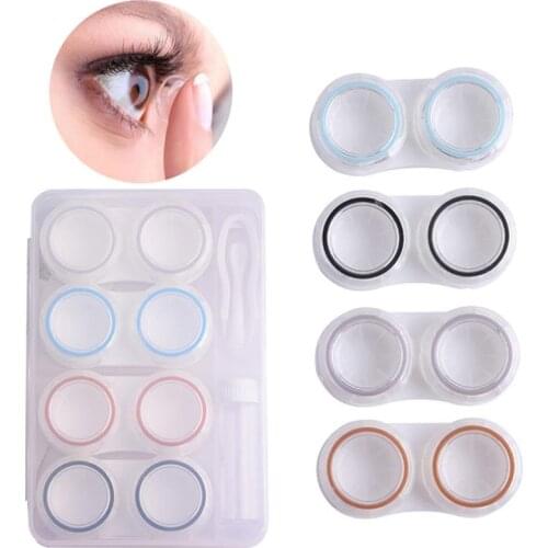 Kapmore Mini Contact Lens Case Set Leakproof Portable Eye Contact Lens Holder Small Eye Lens Holder Women Make Up Tool
