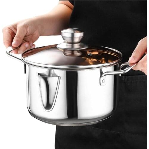 304 Soup Pot Stainless Steel Steamer Milk Pot, Composite Steel Double Ear Pot Grease Trap Induction Cooker Suitable For Kitchen