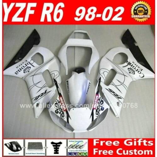 Corona fairings kit Fit for YAMAHA R6 YZFR6 1998 1999 2000 2001 2002 plastic parts R6 98 99 00 01 02 fairing kits U72