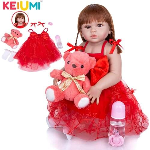 KEIUMI New 23 Inch Silicone Reborn Baby Doll Toddler Full Silicone Body Reborn Bebe Toys For Children Birthday Xmas Gifts