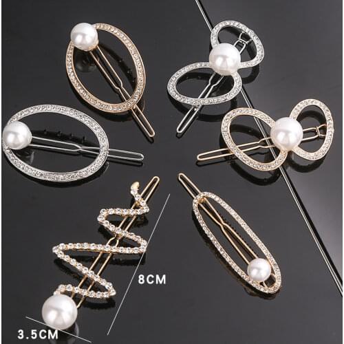 Fashion Hair Clips for Women Geometric Hair Bows Pearls Korean Hairpins Metal Barrettes Hair Clips for Girls Hair Accessories