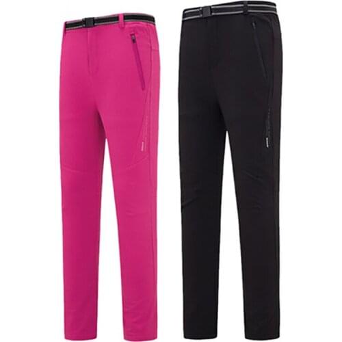 Men and women winter soft shell fleece quick-drying trousers plus velvet waterproof windproof ski XL